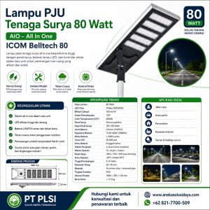 Lampu PJU Tenaga Surya All In One 80W Philips Chip – Terang, Hemat, Tahan 25 Tahun