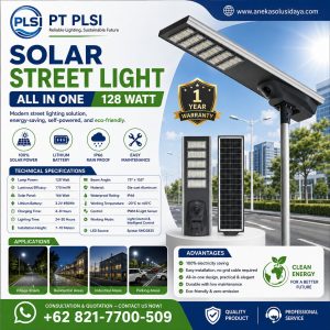 Lampu PJU All In One 128 Watt Lithium untuk Penerangan Jalan Profesional