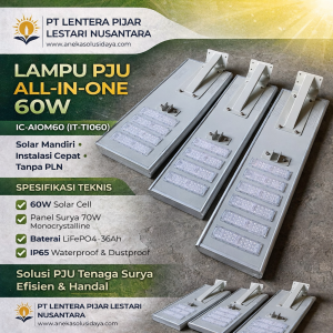 Lampu PJU All in One 60W IC-AIOM60 – Solar Mandiri Hemat Energi