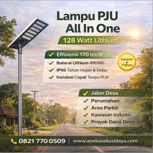 Lampu PJU All In One 128 Watt Lithium untuk Penerangan Jalan Profesional