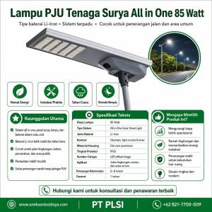 Lampu PJU All In One 85 Watt – Spesifikasi Lengkap & Solusi Penerangan Jalan Hemat Energi