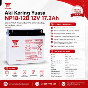 Yuasa NP18-12 12V 18Ah – Baterai VRLA Industrial untuk UPS & Sistem Cadangan Daya