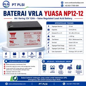 Yuasa NP12-12 12V 12Ah – Baterai VRLA Industrial untuk UPS, Alarm & Emergency System