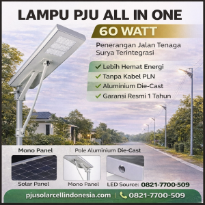Lampu PJU Tenaga Surya All In One 60W murah – Spesifikasi & Harga Terbaru
