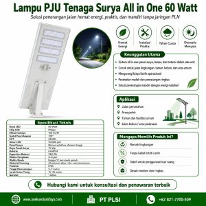 Lampu PJU Tenaga Surya All In One 60W murah – Spesifikasi & Harga Terbaru