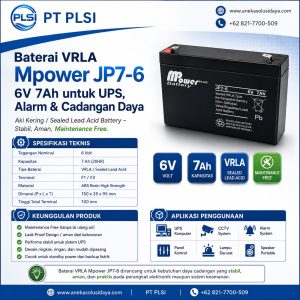 Baterai UPS Mpower JP 7-6 6V 7Ah: Spesifikasi, Aplikasi dan Keunggulan Baterai VRLA