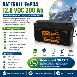 Baterai LiFePO4 12,8 VDC 200 Ah